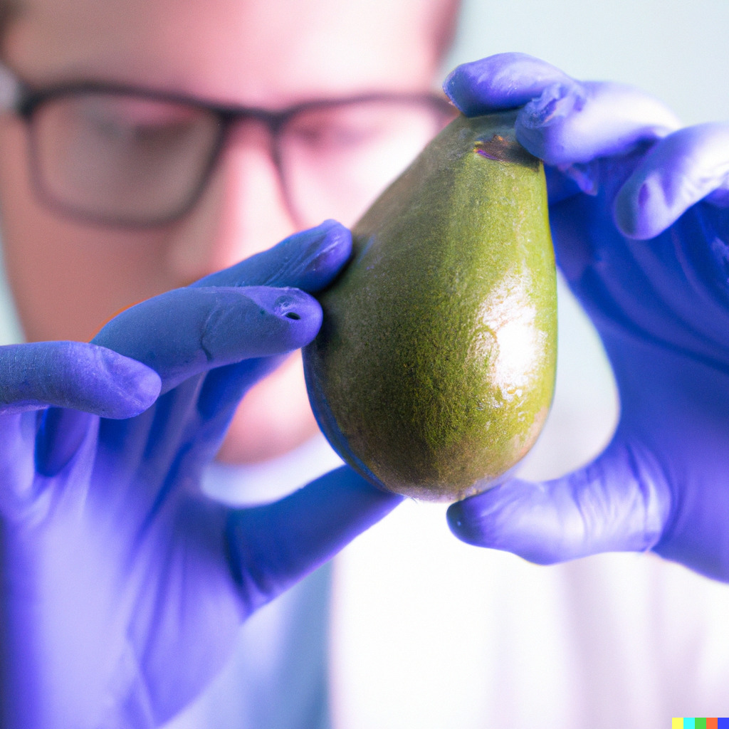 Cientifico investigando un aguacate